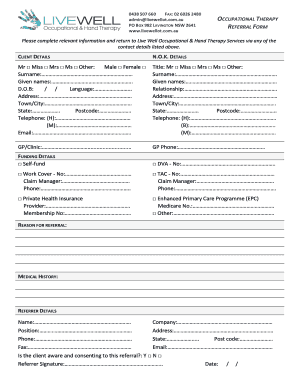 Occupational Therapy Referral Form