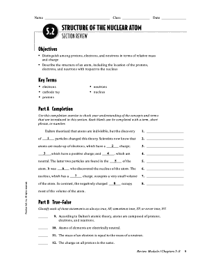 Nuclear Atom Structure Worksheet