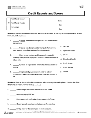 Credit Reports and Scores Quiz