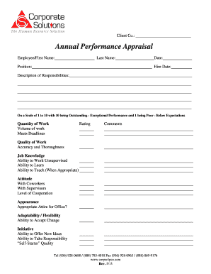 Annual Performance Appraisal Form
