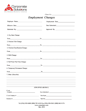 Employment Changes Form