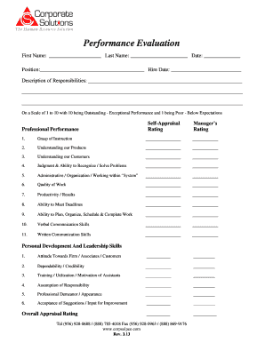 Employee Performance Evaluation Form
