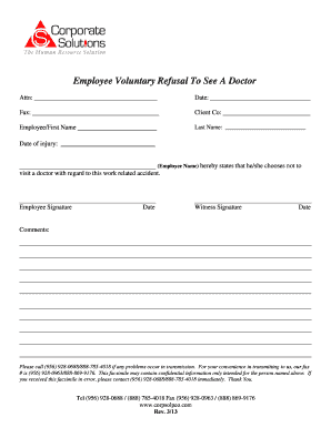 Employee Voluntary Refusal To See A Doctor