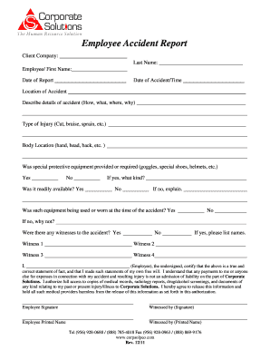 Employee Accident Report Form