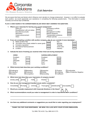 Exit Interview Questionnaire