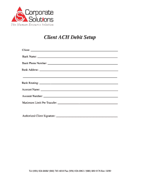 ACH Debit Setup Form