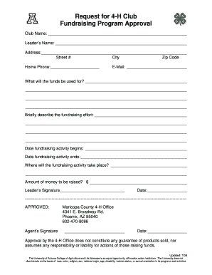 4-H Club Fundraising Program Approval Request
