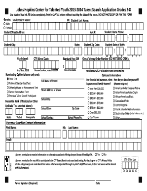 Johns Hopkins CTY Talent Search Application
