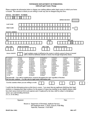 Tennessee Address/Legal County Change Form