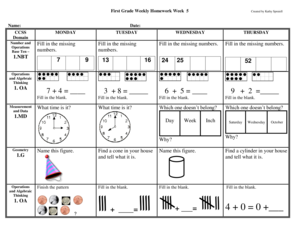 Weekly Homework Sheet - atlantak12gaus - atlanta k12 ga