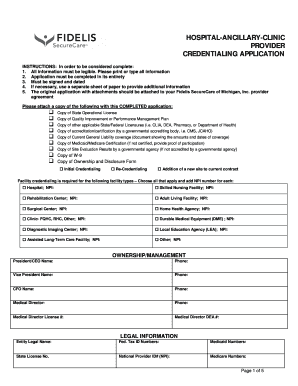 Provider Credentialing Application