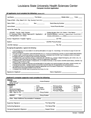 LSUHSC Computer Account Application