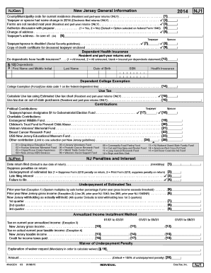 New Jersey Tax Form NJ1