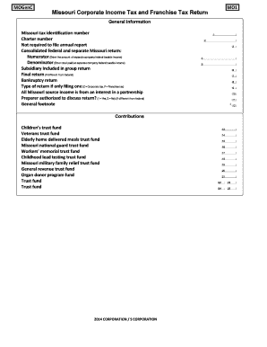 Missouri Corporation Tax Form MO1