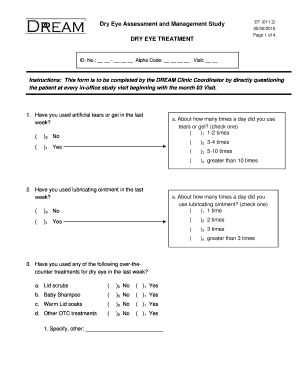 Dry Eye Treatment Assessment Form
