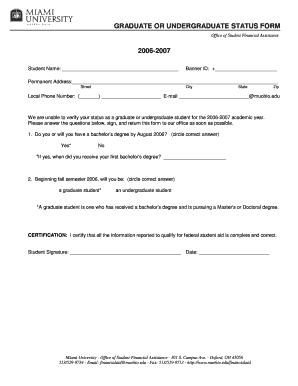 Graduate or Undergraduate Status Form
