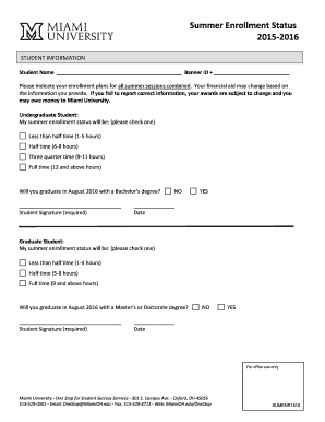 Summer Enrollment Status Form