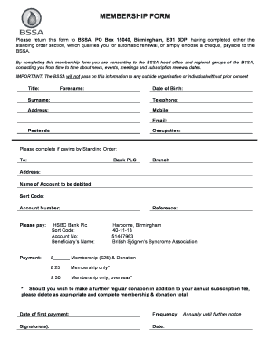 BSSA Membership Form