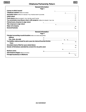 Oklahoma Partnership Tax Form 2014