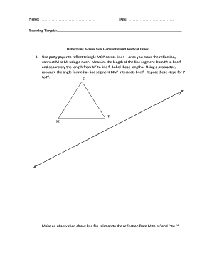 Reflections Across Lines Worksheet