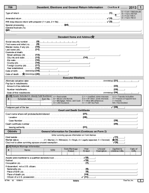 US Federal Form 706 Estate Tax Return