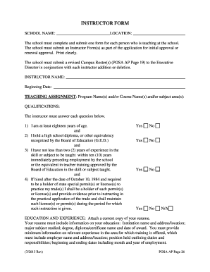 Instructor Form