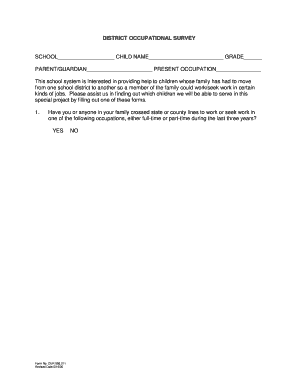 District Occupational Survey Form