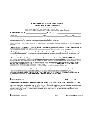 Participant Release of Liability and Assumption of Risk Agreement