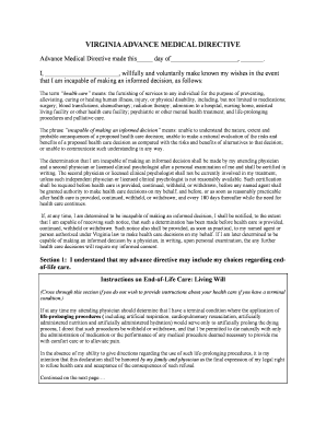 Virginia Advance Medical Directive
