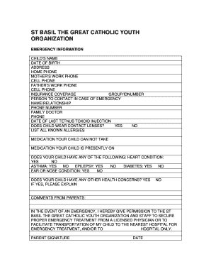 Emergency Information Form