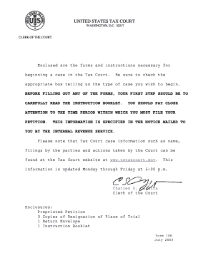 US Tax Court Petition Instructions