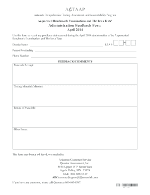 Arkansas Testing Feedback Form
