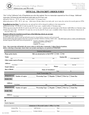 Official Transcript Order Form