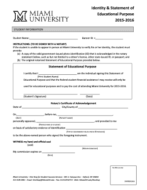 Identity and Statement of Educational Purpose