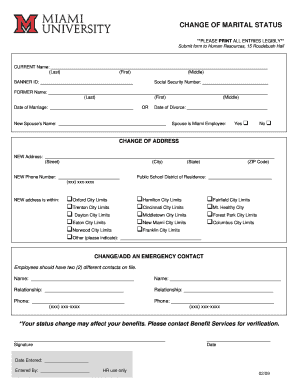 Change of Marital Status Form