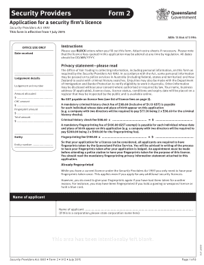 Security Firm Licence Application