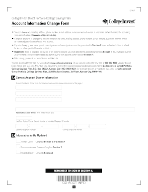 CollegeInvest Account Information Change Form