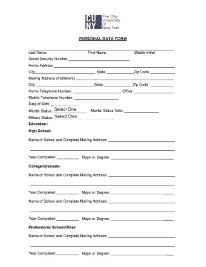 Personal Data Form