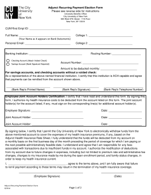 Adjunct Recurring Payment Election Form