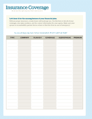Insurance Coverage Form