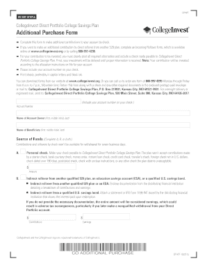 CollegeInvest Direct Portfolio Additional Purchase Form