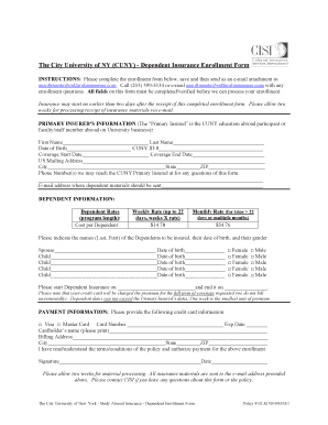 CUNY Dependent Insurance Enrollment Form