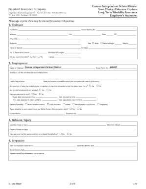 Long Term Disability Benefits Claim Form