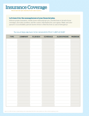 Insurance Coverage Form