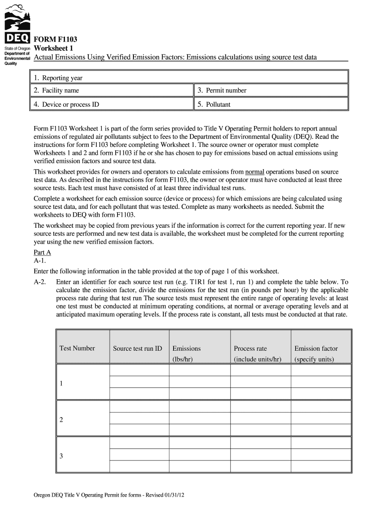 Fillable Online deq state or Actual emissions using verified emission