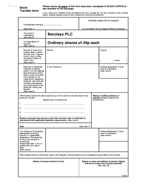 UK Stock Transfer Form