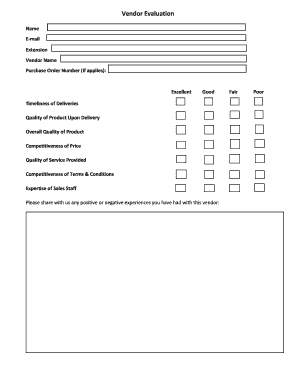 Vendor Evaluation Form