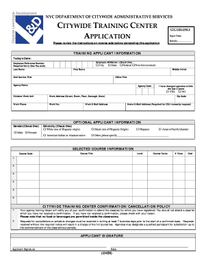 NYC Citywide Training Center Application
