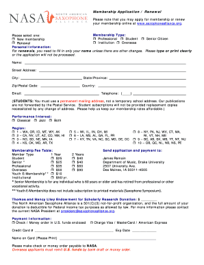 NASA Membership Application