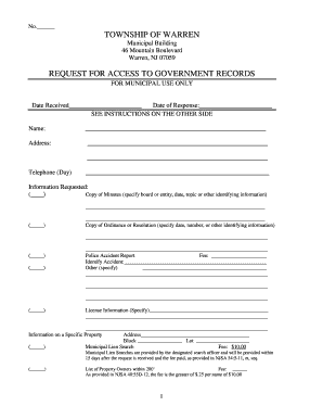 New Jersey Government Records Request Form
